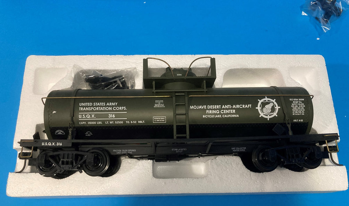 G scale train - Aristocraft ART-41316 US Army Single Dome Tank Car 1:2 –  Railway Museum of British Columbia Gift Shop
