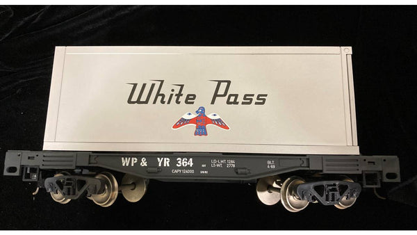 G scale train - LGB White Pass & Yukon Container on Flatcar 4085H