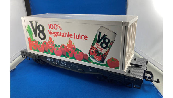 G scale train - LGB V8 Juice Container on Flatcar 41850